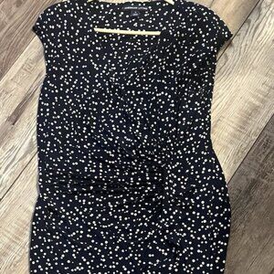 LADIES BEAUTIFUL AMERICAN LIVING NAVY & WHITE POLKA DOT DRESS SIZE 16 CAP SLEEVE